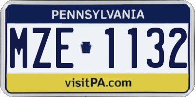 PA license plate MZE1132