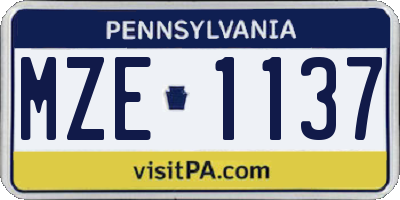 PA license plate MZE1137