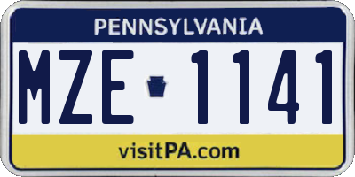 PA license plate MZE1141