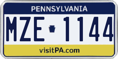 PA license plate MZE1144