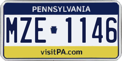 PA license plate MZE1146