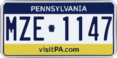 PA license plate MZE1147