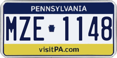 PA license plate MZE1148