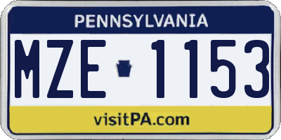 PA license plate MZE1153