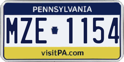 PA license plate MZE1154