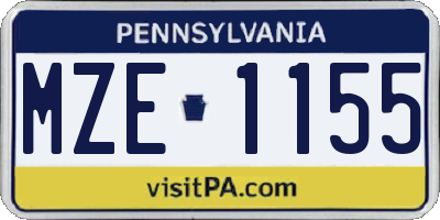 PA license plate MZE1155
