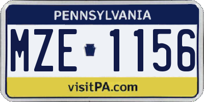 PA license plate MZE1156