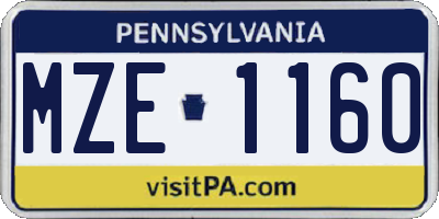 PA license plate MZE1160