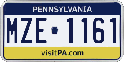 PA license plate MZE1161