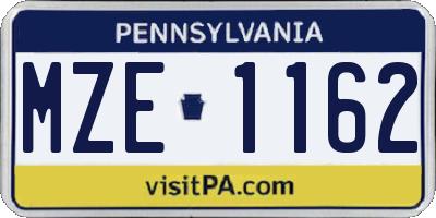 PA license plate MZE1162