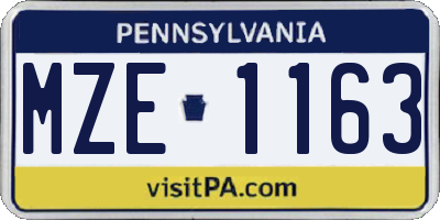 PA license plate MZE1163