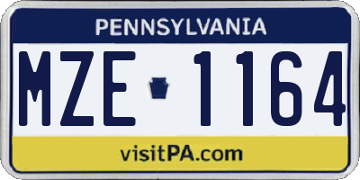 PA license plate MZE1164