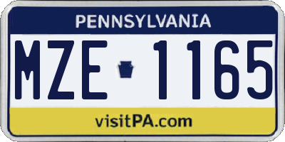PA license plate MZE1165