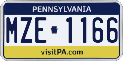 PA license plate MZE1166