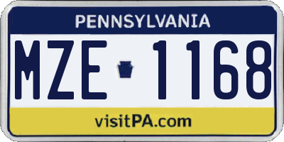 PA license plate MZE1168