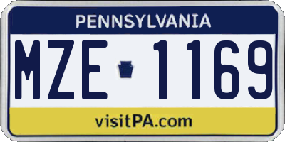 PA license plate MZE1169