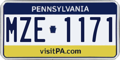 PA license plate MZE1171