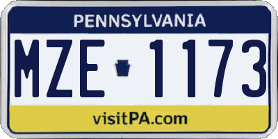 PA license plate MZE1173