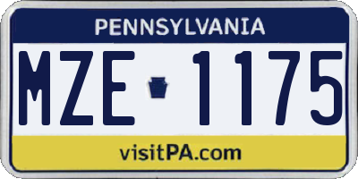PA license plate MZE1175