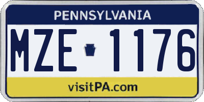 PA license plate MZE1176