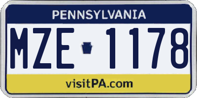 PA license plate MZE1178