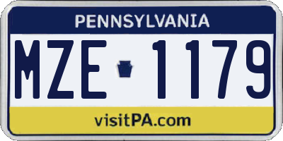 PA license plate MZE1179