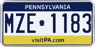 PA license plate MZE1183