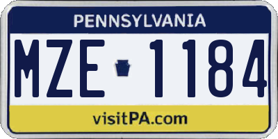 PA license plate MZE1184