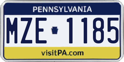 PA license plate MZE1185