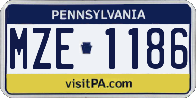 PA license plate MZE1186