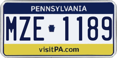 PA license plate MZE1189