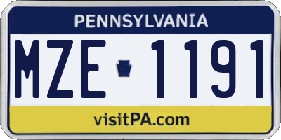 PA license plate MZE1191