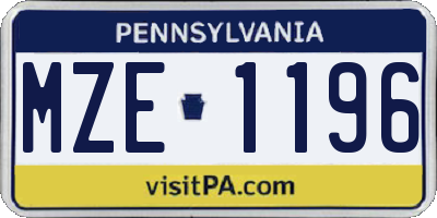 PA license plate MZE1196