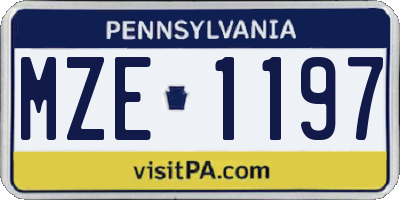 PA license plate MZE1197