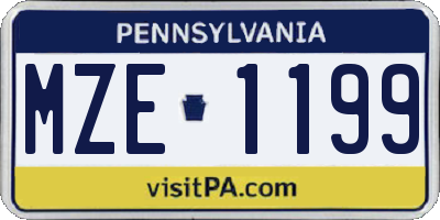 PA license plate MZE1199