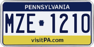 PA license plate MZE1210