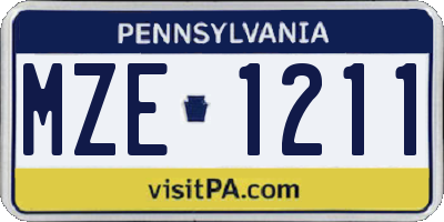 PA license plate MZE1211