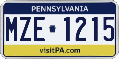 PA license plate MZE1215