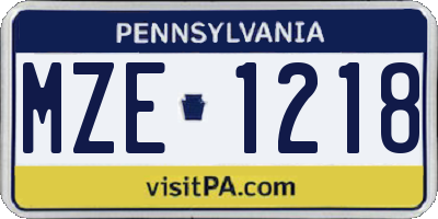 PA license plate MZE1218