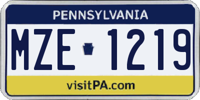 PA license plate MZE1219