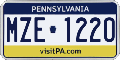 PA license plate MZE1220
