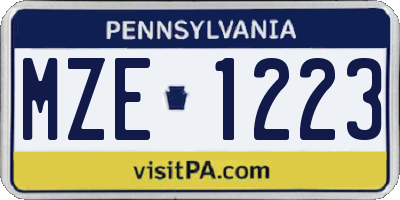 PA license plate MZE1223