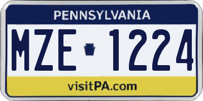 PA license plate MZE1224