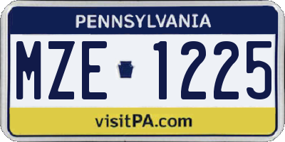 PA license plate MZE1225