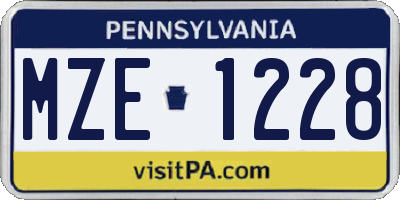 PA license plate MZE1228