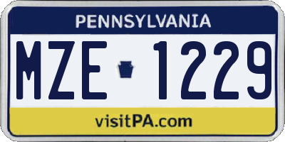 PA license plate MZE1229
