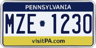 PA license plate MZE1230