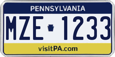 PA license plate MZE1233