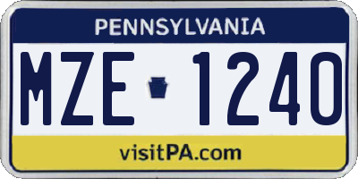 PA license plate MZE1240