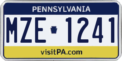 PA license plate MZE1241